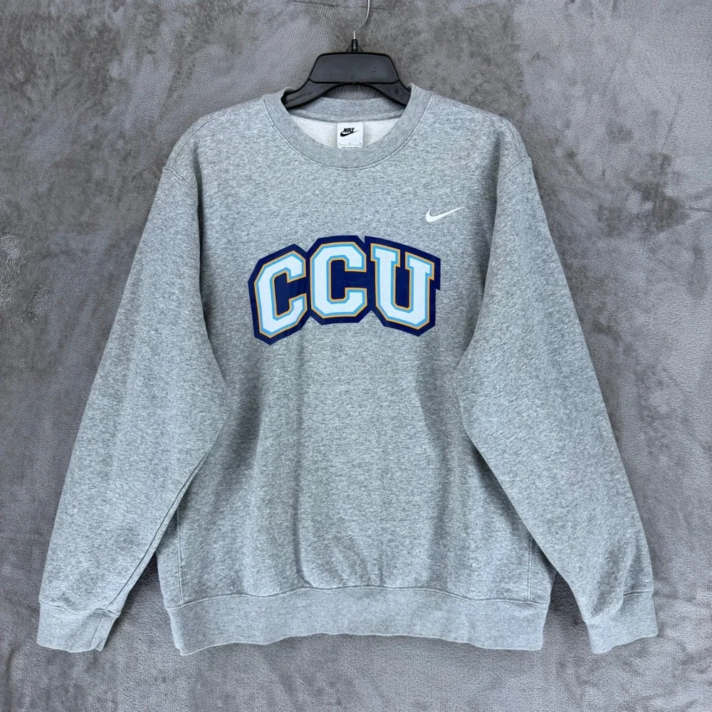 Nike CCU‎ Graphic Crewneck Sweatshirt Mens Large Grey Fleece Pullover CJ1614-063